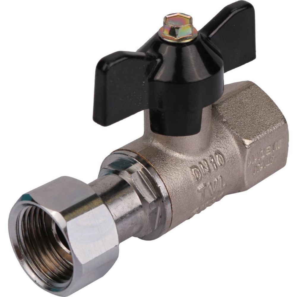 Кран шаровой с накидной гайкой, ВР/накидная гайка, ручка бабочка 1/2x1/2 STOUT /20/160/